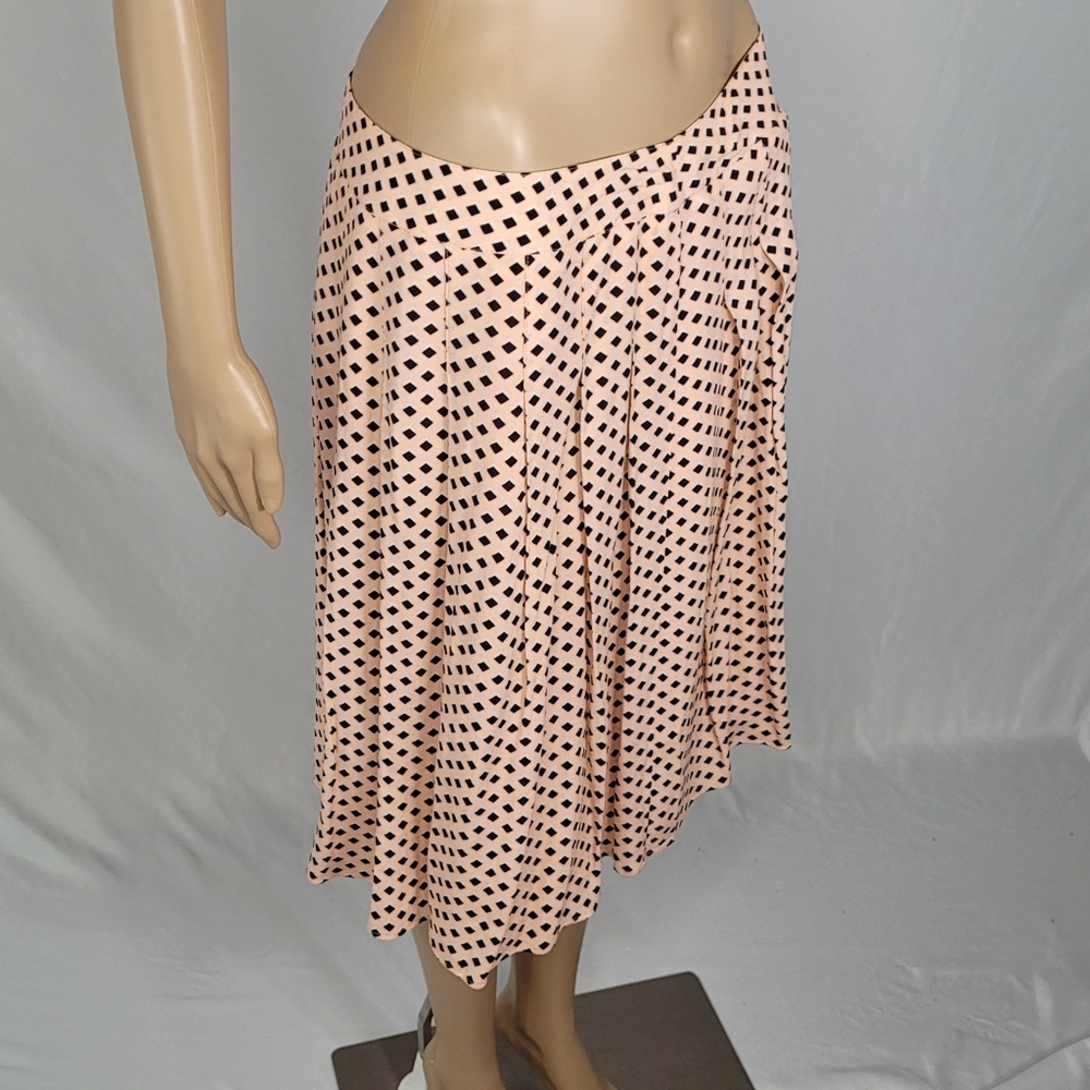 Vintage 1990s (1960s Aesthetic) Talbots Peach Pink Polka Diamond Skirt. Size 6P.